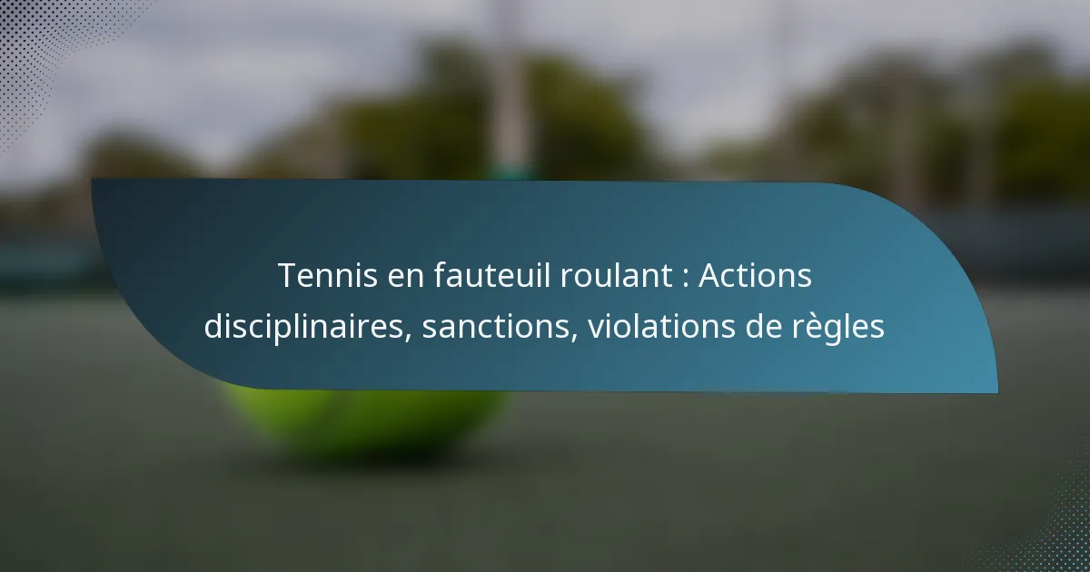 Tennis en fauteuil roulant : Actions disciplinaires, sanctions, violations de règles