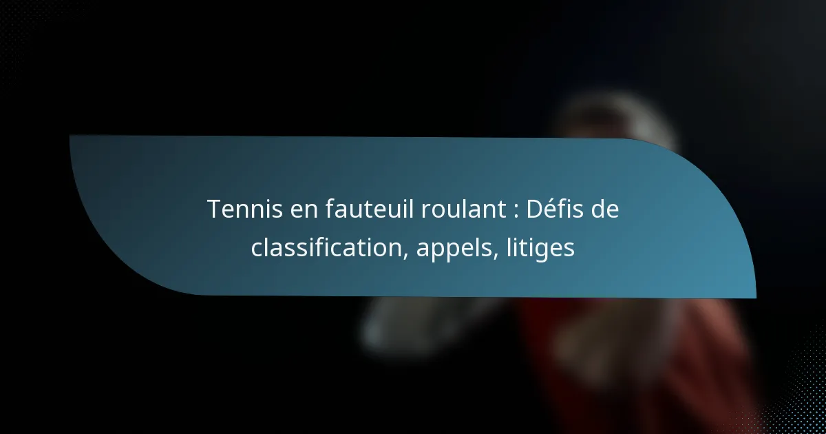 Tennis en fauteuil roulant : Défis de classification, appels, litiges
