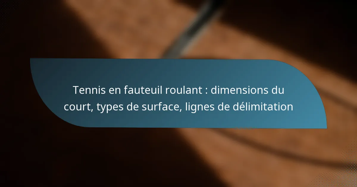 Tennis en fauteuil roulant : dimensions du court, types de surface, lignes de délimitation
