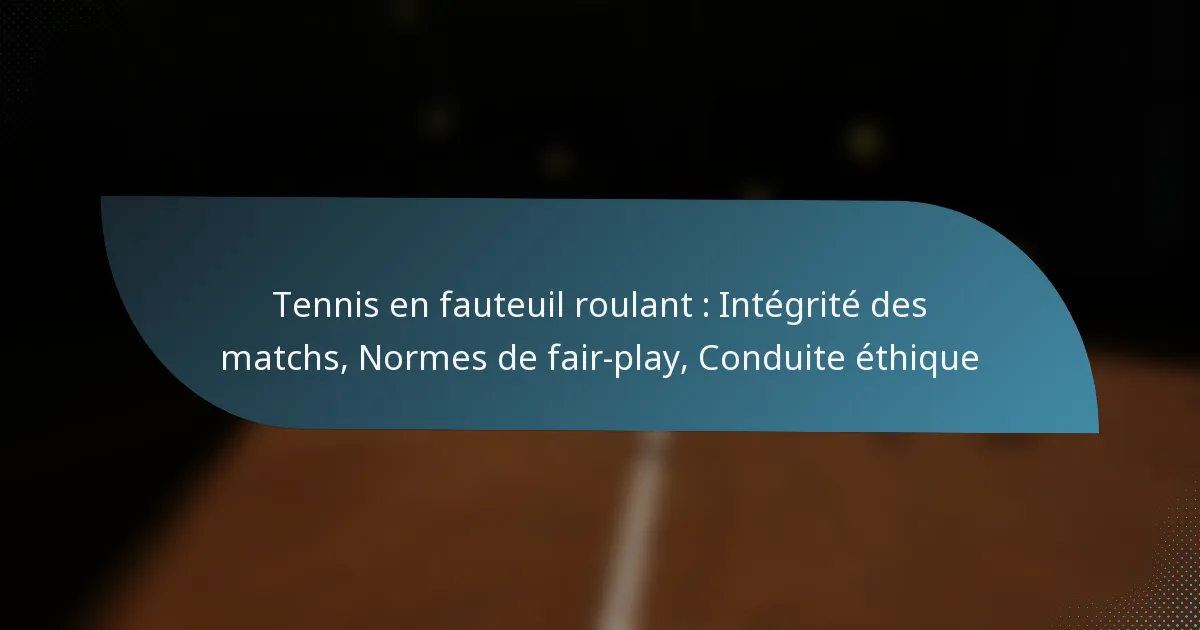 Tennis en fauteuil roulant : Intégrité des matchs, Normes de fair-play, Conduite éthique