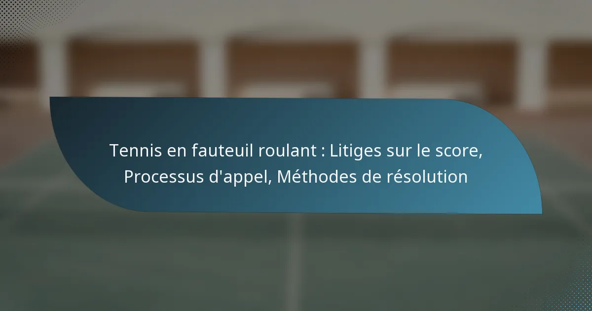 Tennis en fauteuil roulant : Litiges sur le score, Processus d’appel, Méthodes de résolution