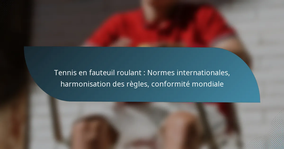 Tennis en fauteuil roulant : Normes internationales, harmonisation des règles, conformité mondiale