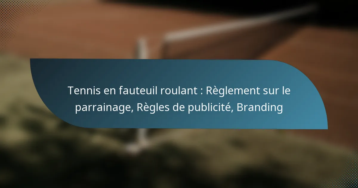 Tennis en fauteuil roulant : Règlement sur le parrainage, Règles de publicité, Branding