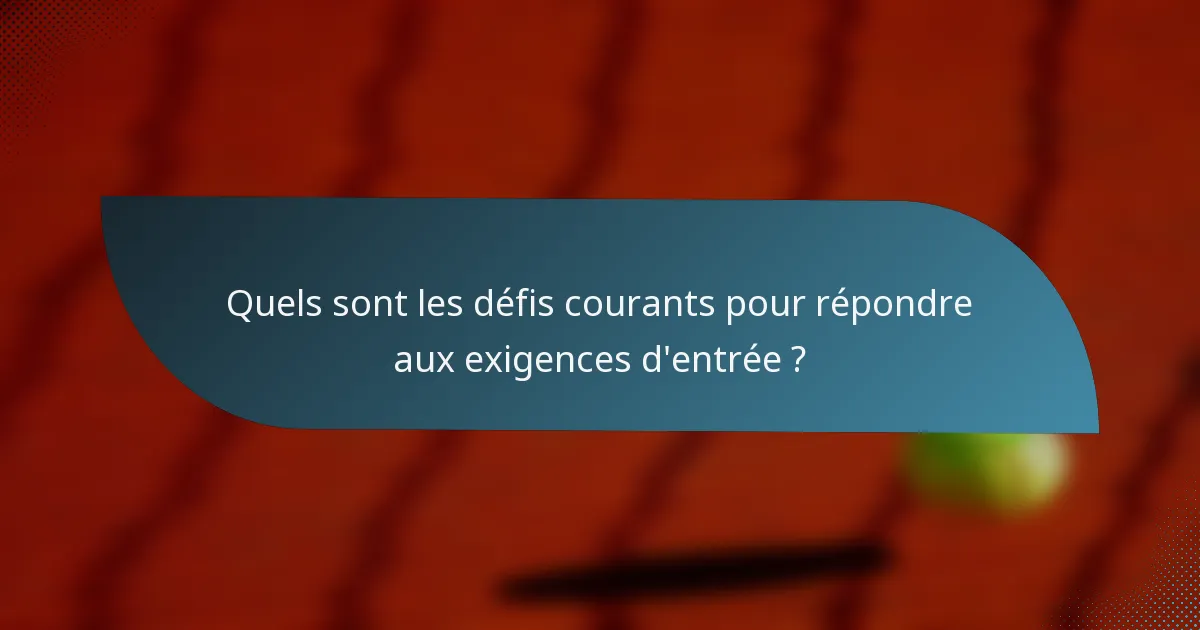 Quels sont les défis courants pour répondre aux exigences d'entrée ?